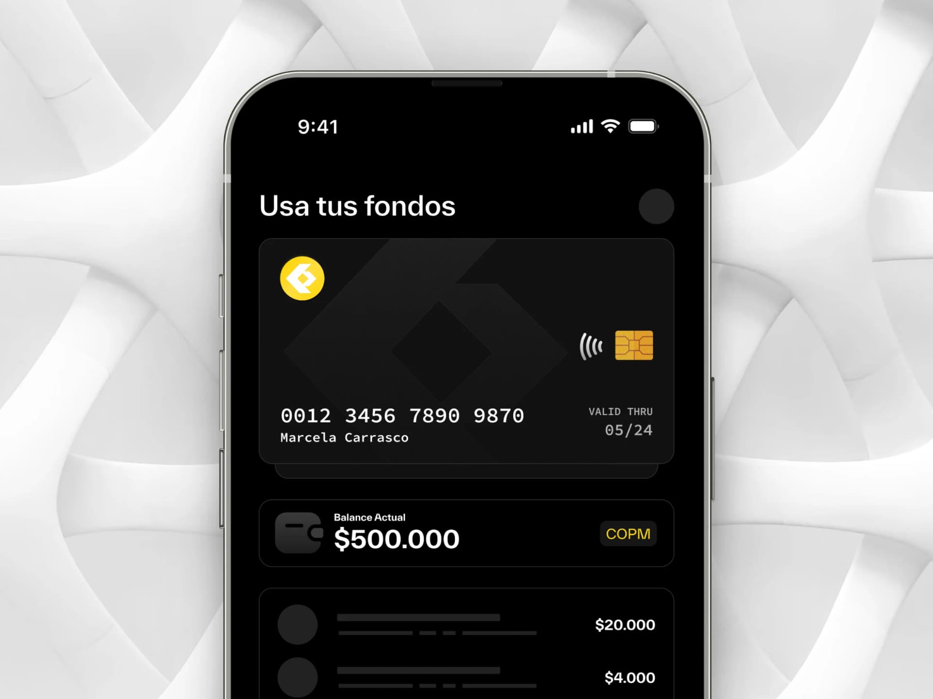 Pantalla de fondos y balance de Minteo.